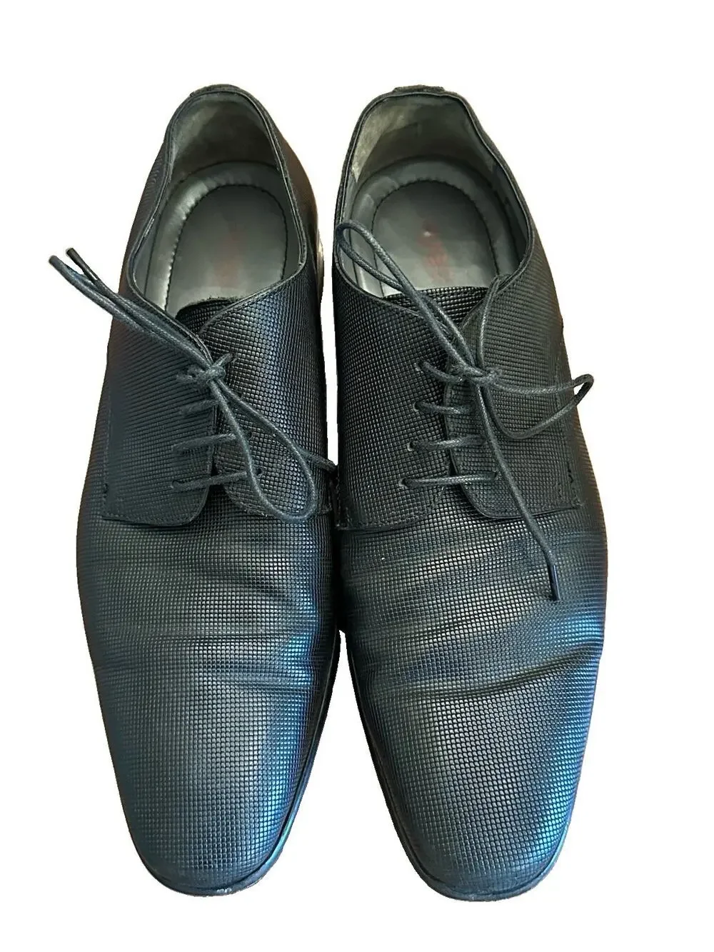 HUGO Hugo Boss Mens Textured Black Leather Derby Dress Shoes Size 8 US